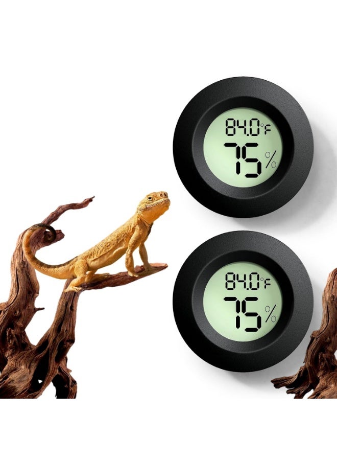 Meetion Reptile Tank Accessories, 2 PCS Reptile Thermometer and Humidity Gauge for Bearded Dragon, Jumping Spider, Leopard Gecko, Hermit Crab, Gecko, Ball Python, Lizard - Image 1